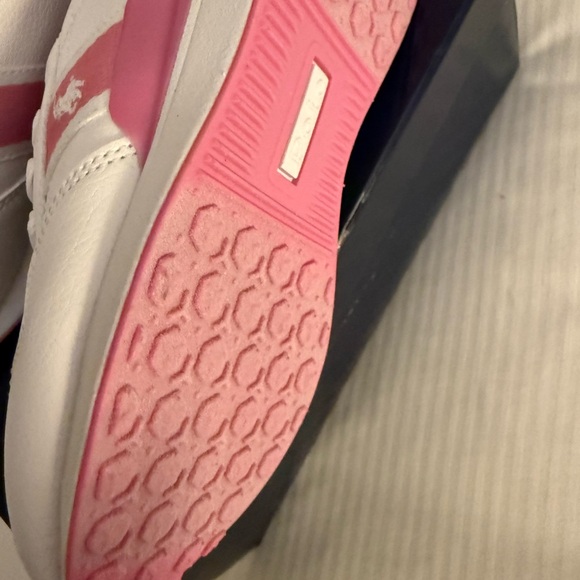 New girls Ralph Lauren Polo white and Pink Casual Sneakers Sz 1 - Picture 7 of 8